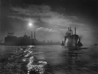 A. Aubrey Bodine - Dawn Arrival, Baltimore Harbor (1940s)