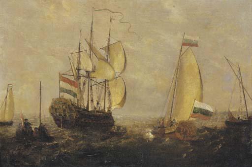 A boeier, Dutch man-o-war and a bezan yacht