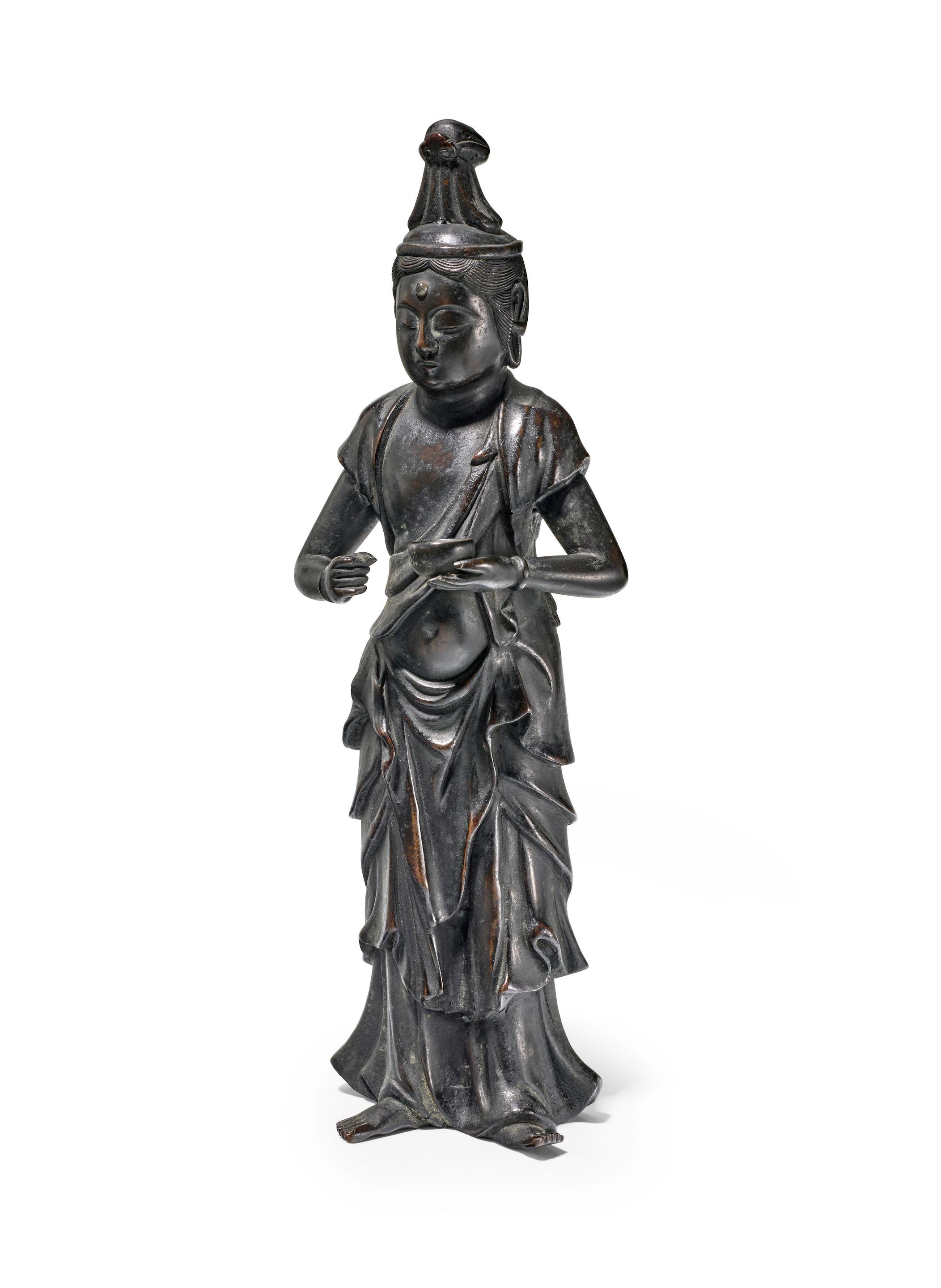 A Bronze Figure Of Sho-Kannon
