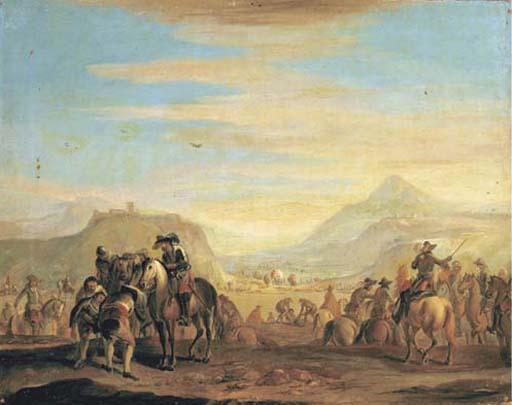 A cavalry encampment; and A cavalry skirmish