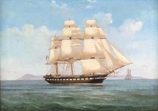A. De Simone - A British steam frigate under sail in the Mediterranean