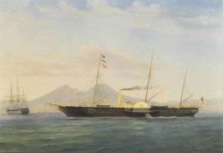A. de Simone - The Royal Yacht Victoria And Albert, In The Bay Of Naples