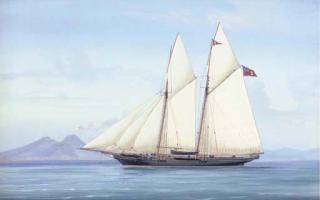 A. de Simone - The Schooner Yacht Zoe In Neapolitan Waters (Illustrated); And Under Reduced Sail In A Storm