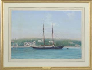 A. di Simone - The R.Y.S. Schooner Silver Spray Anchored Off The Royal Yacht Squadron, Cowes, Isle of Wight