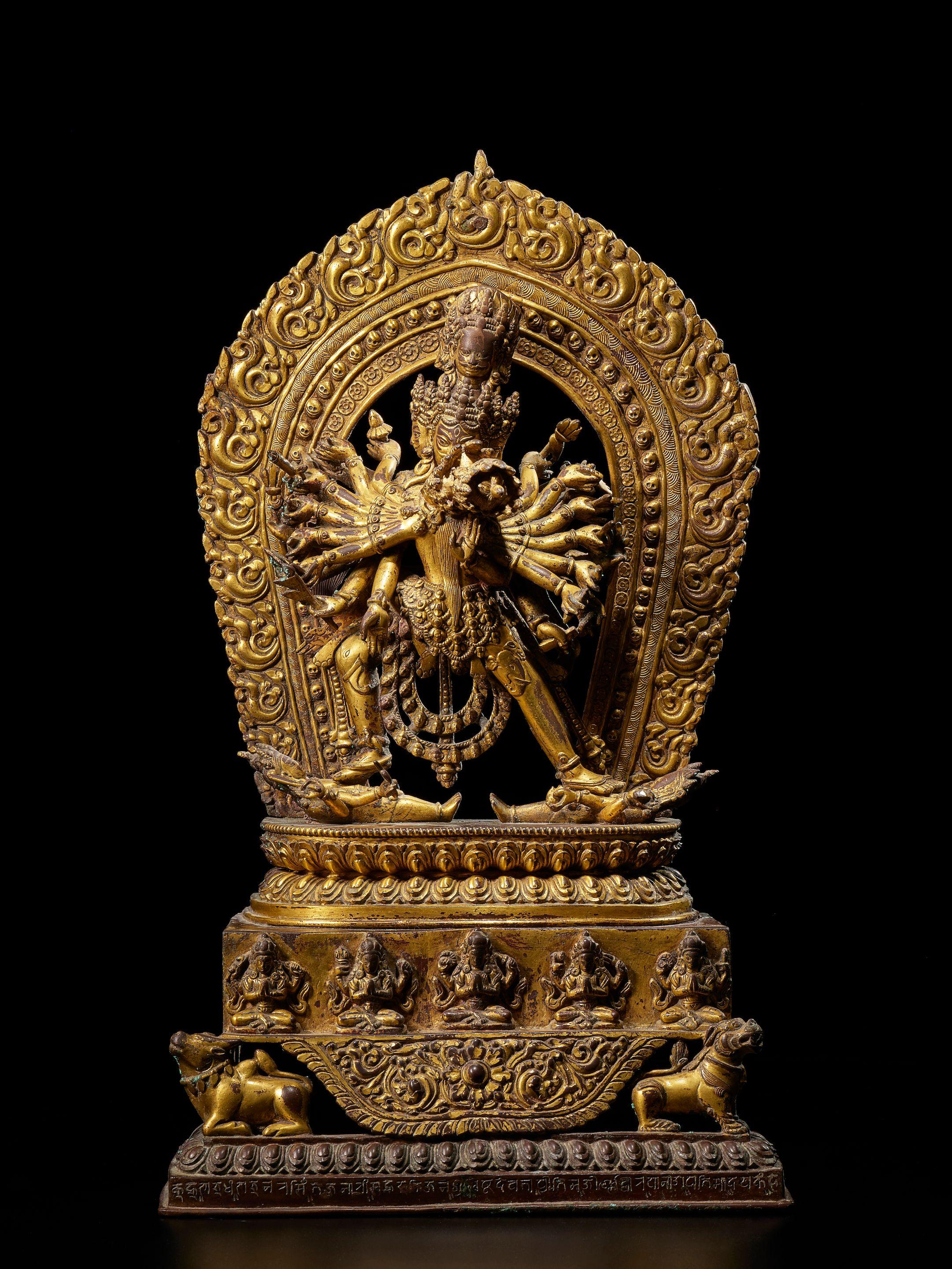 A Gilt Copper Shrine To Shrikantha Kamakala