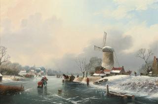 A. J. F. de Groote - A frozen river landscape