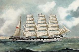A. J. Jansen - The four-masted barque \'Falls of Halladale\' off Antwerp
