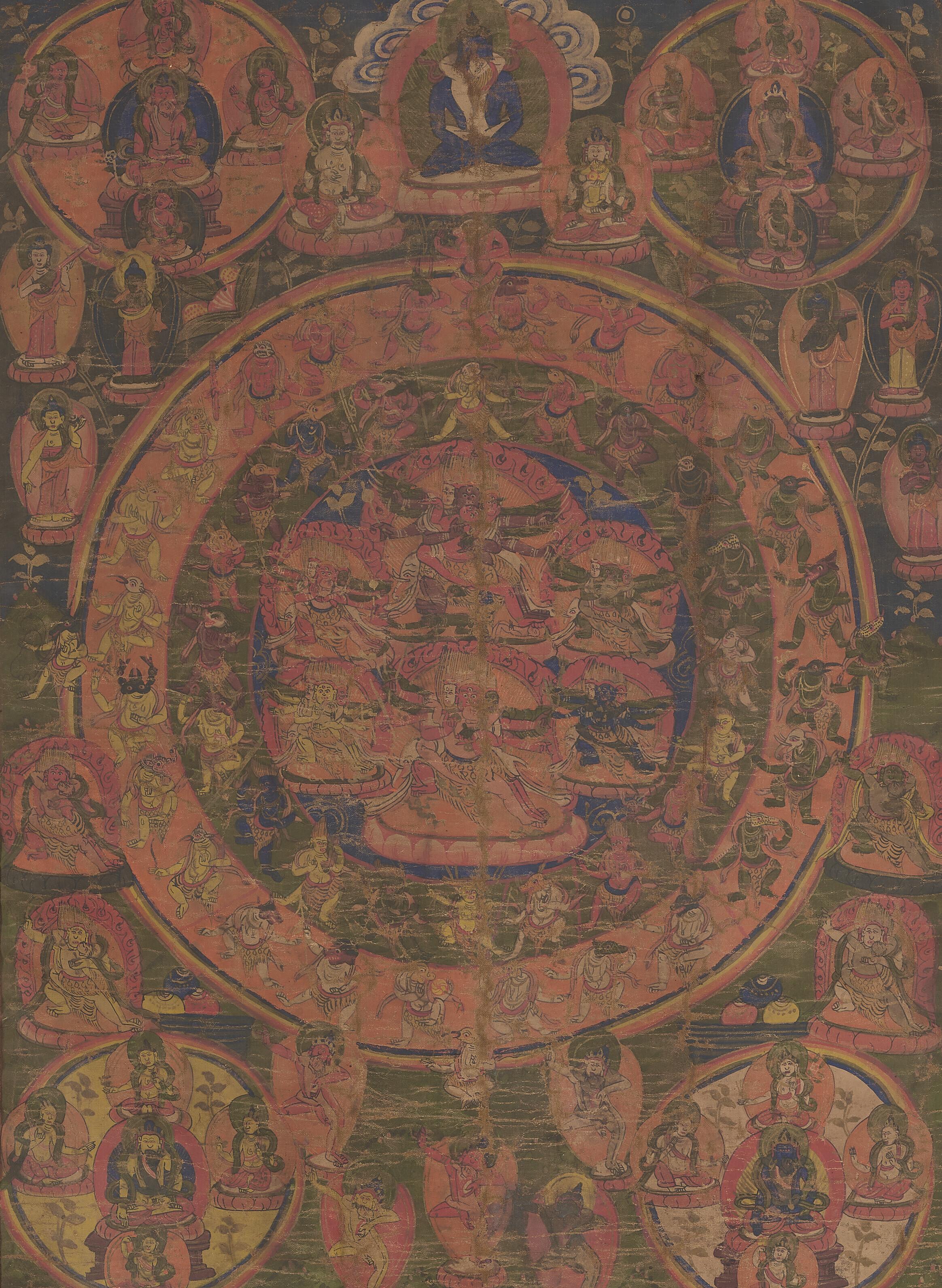A Mandala Of Peaceful And Wrathful Deities Of The Bardo