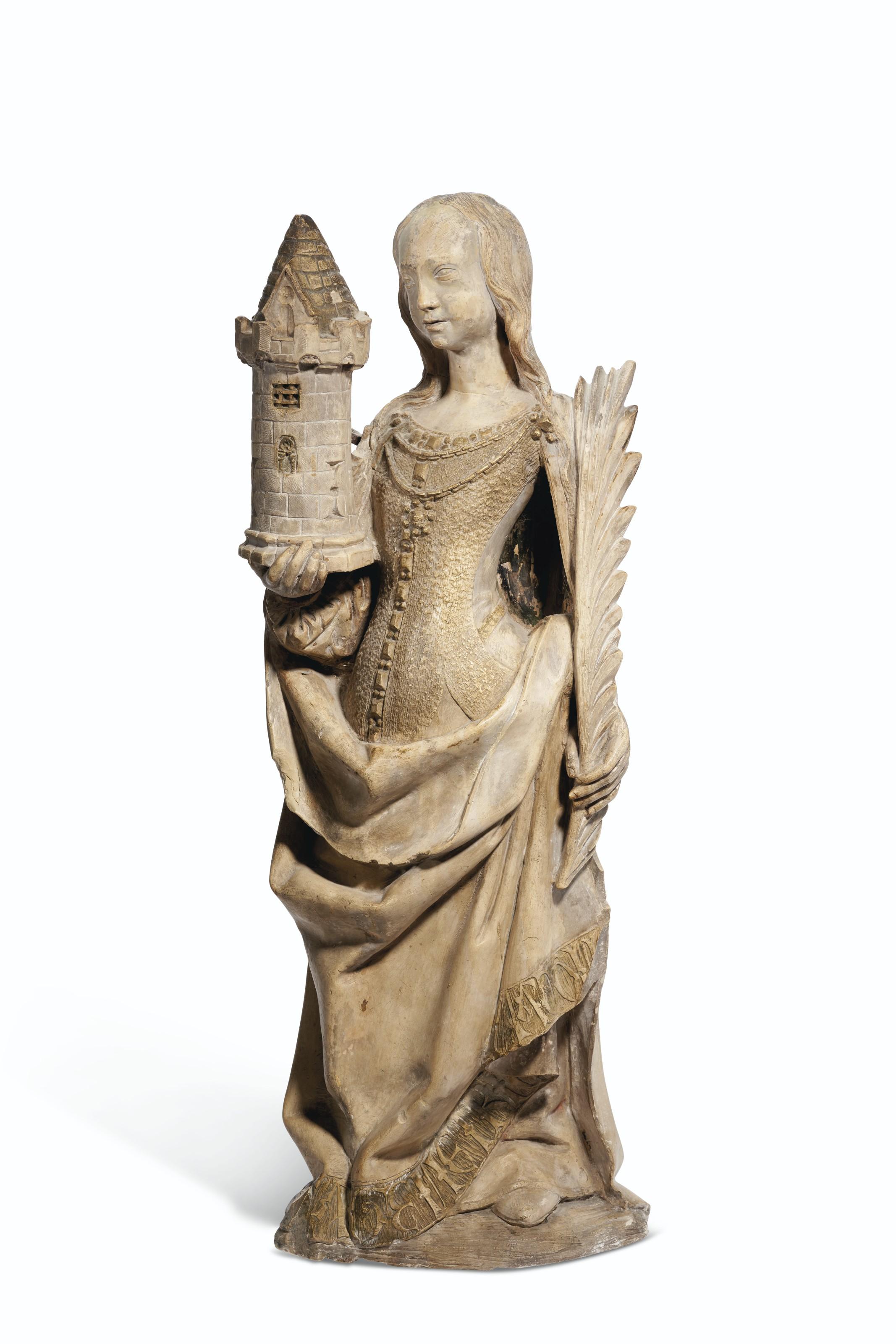 A Marble Figure Of St. Barbara