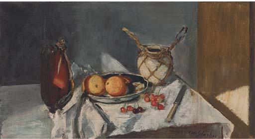 A. Mcglashen - Oranges, Cherries, A Ceramic Pot And A Jug