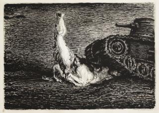 A. Paul Weber - 5 Bll.: Die alten Fahnen. Dünger (2). Der General II. Der Tank und das Pferd