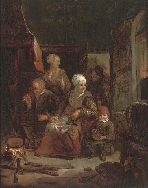 A Peasant Family In An Interior