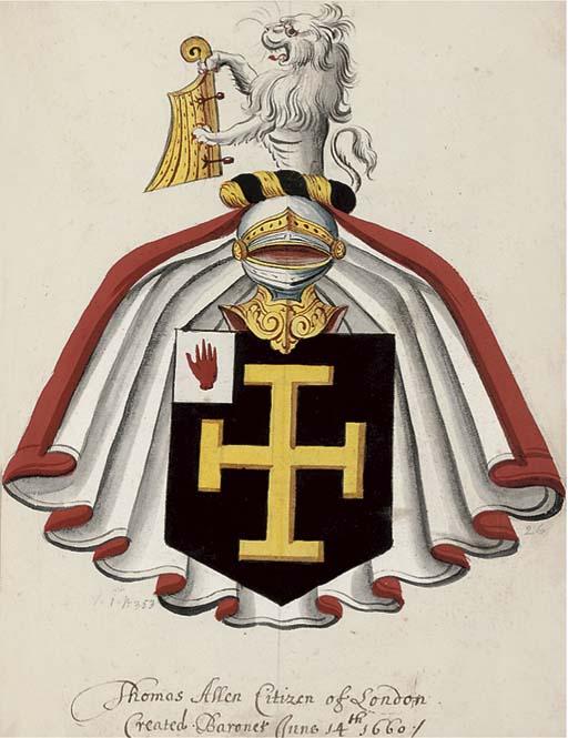 A Quantity of Unframed Designs For Heraldic Coats of Arms, All Individually Inscribed With Their Various Patrons (One Illustrated)