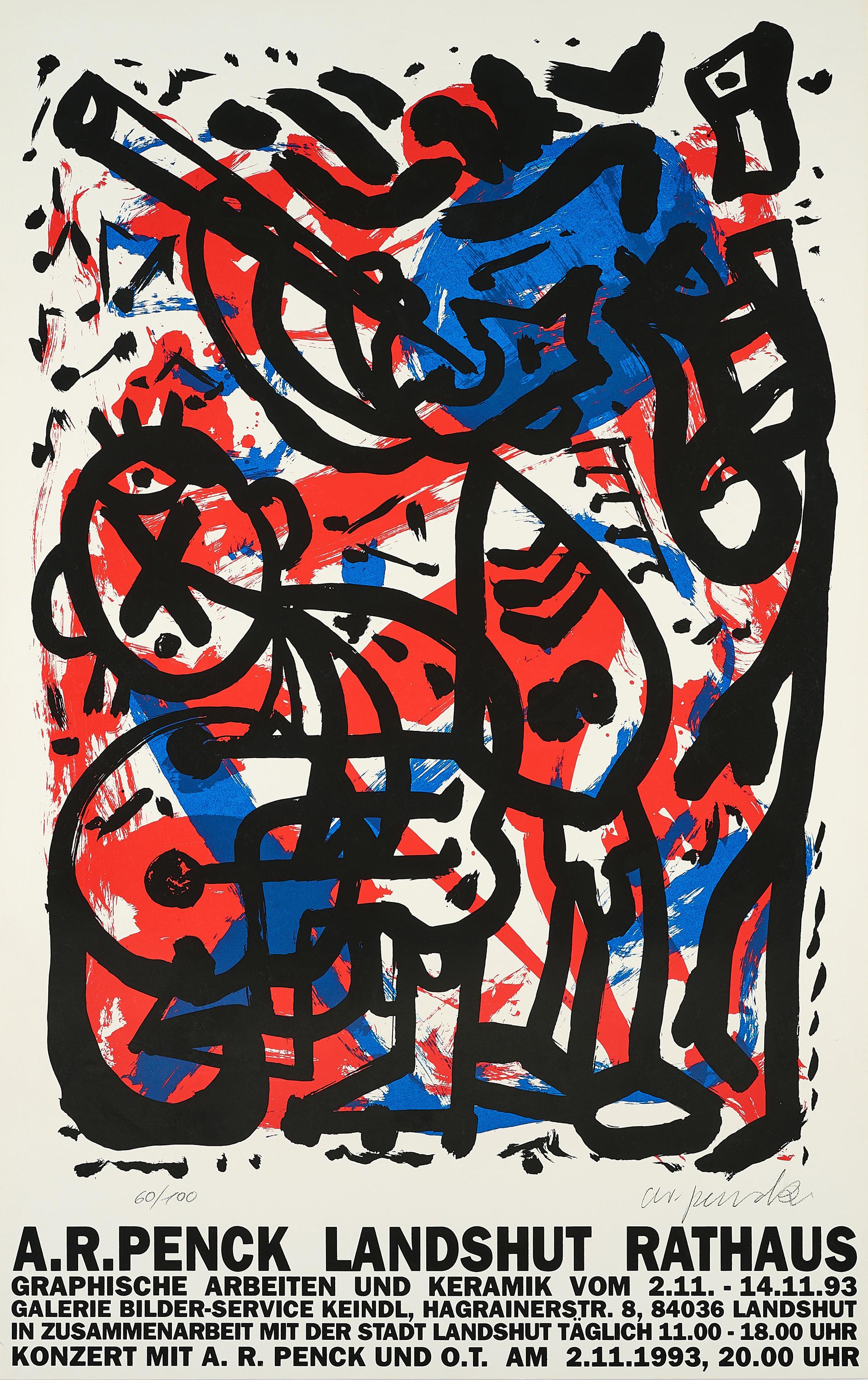 A.R. Penck - Ausstellungsplakat Landshut Rathaus.