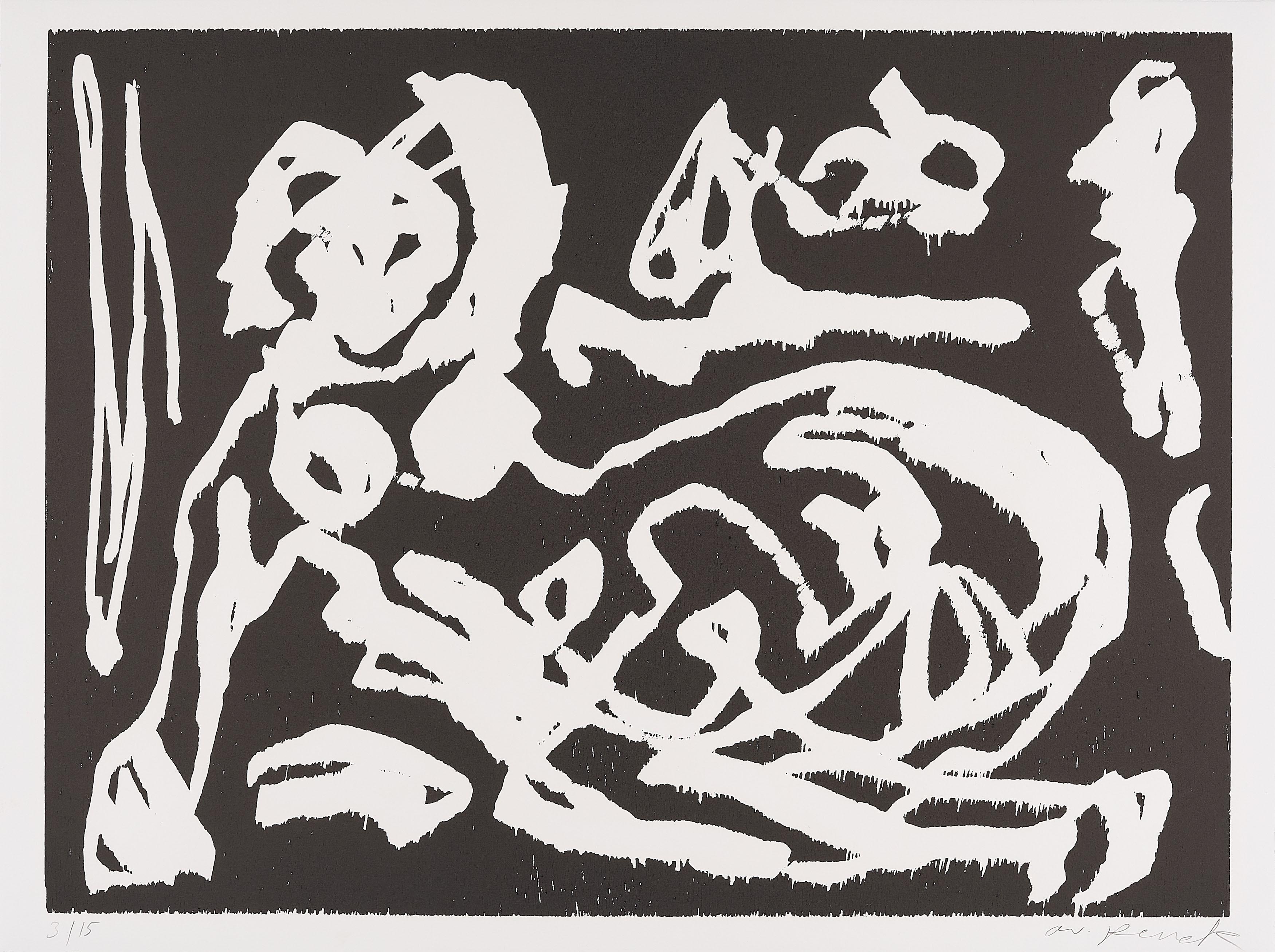 A.R. Penck - Frau im Garten (nackt).