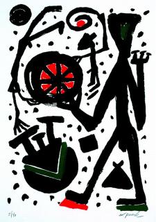 A.R. Penck - Komposition mit Rad