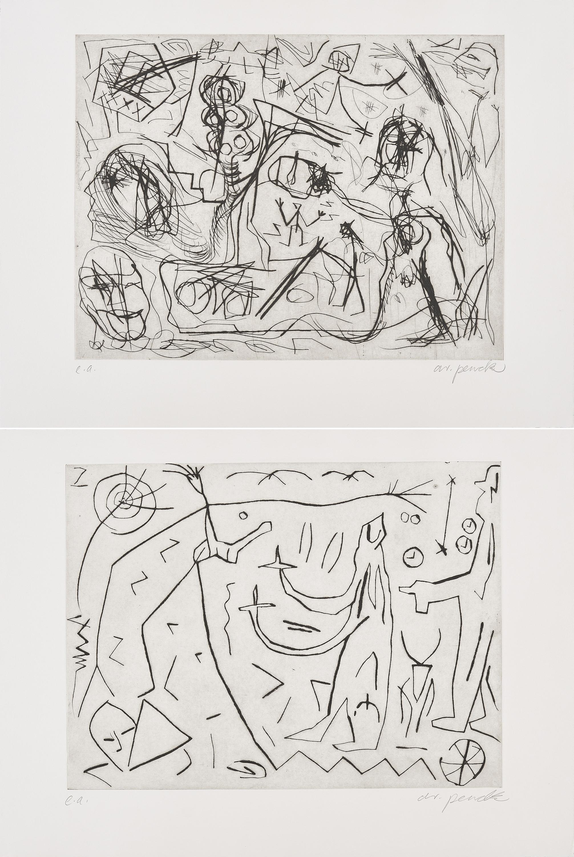 A.R. Penck - Konvolut von 2 Radierungen.