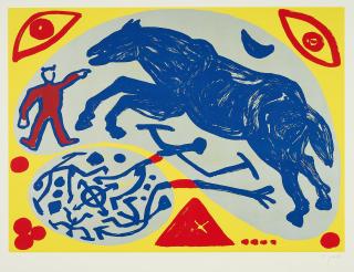 A.R. Penck - Pferd mit Mongole.