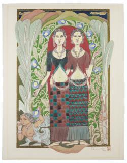 A. Ramachandran - Girls with Aparajita Flowers