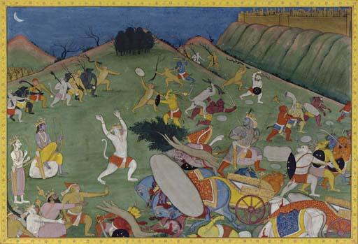 A Scene From The Ramayana: Battle Between Rama\'S Allies And The Demon Army