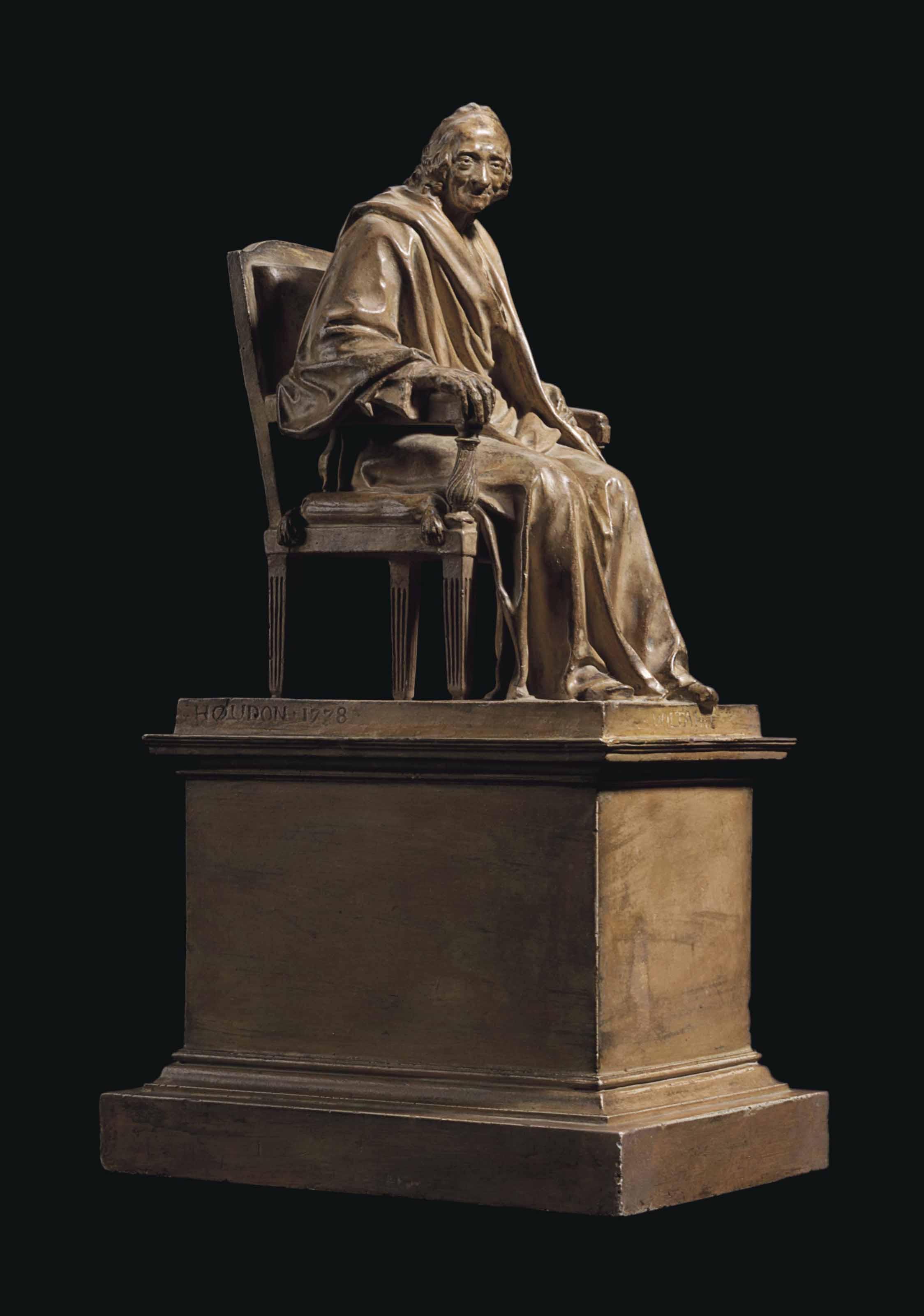 A Tinted Plaster Figure Of Voltaire