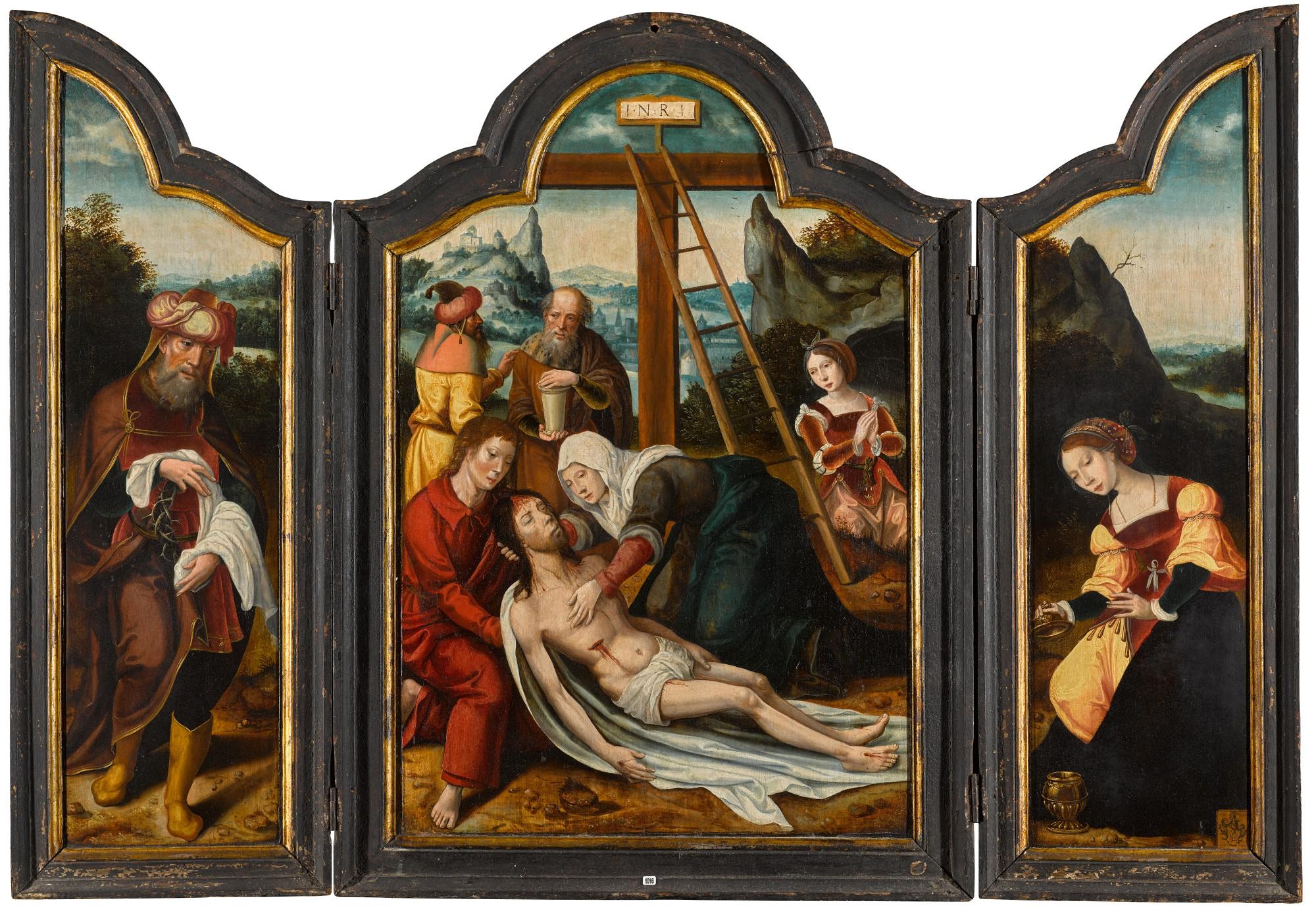 A Triptych: The Deposition (Central Panel); Joseph Of Arimathea (Left Wing); Mary Magdalene (Right Wing)