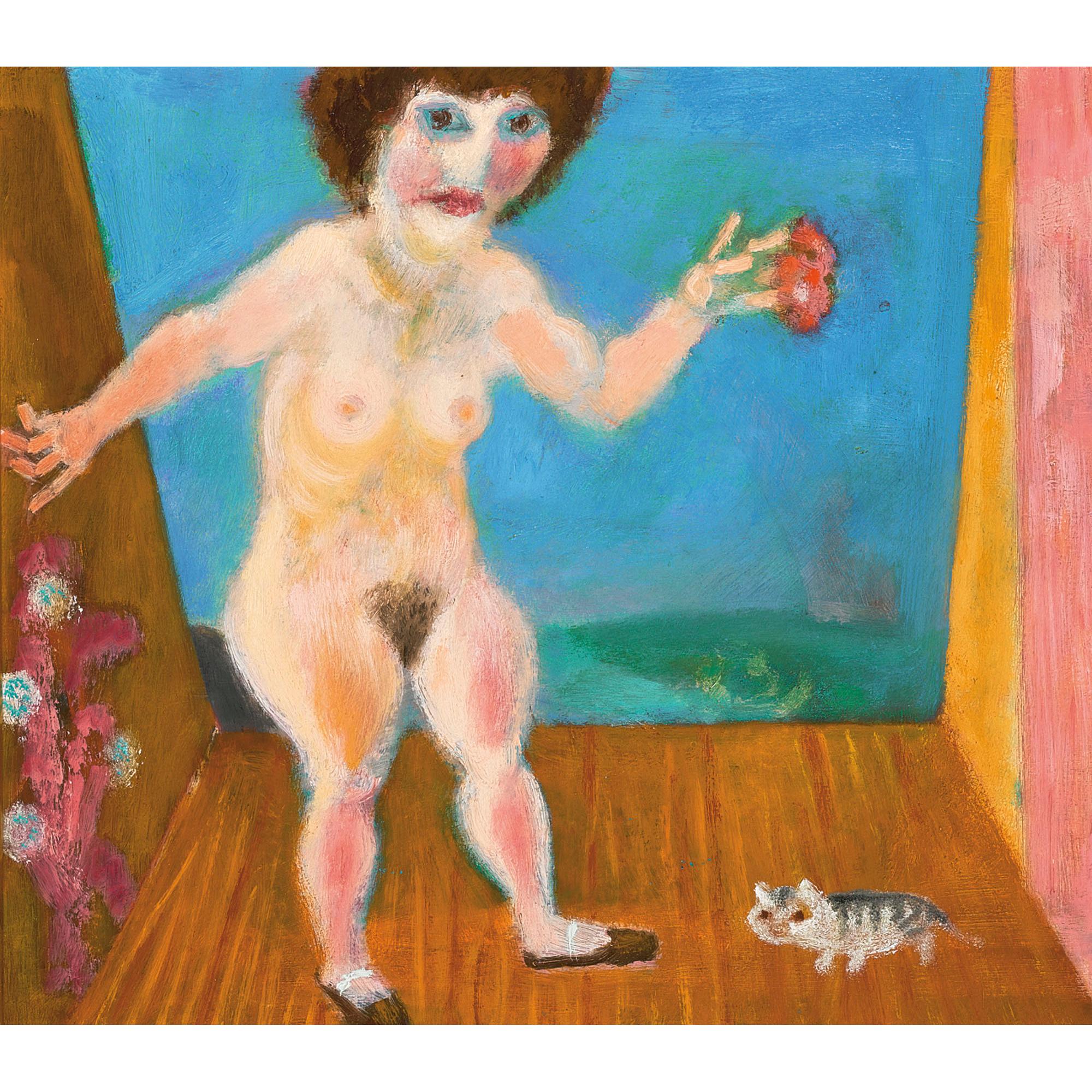 Aad de Haas - Netherlander Vrouwelijk Naakt En Een Kat