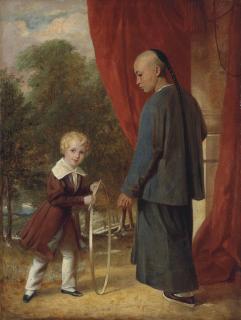 Aaron Edwin Penley - William Henry Ker playing with a hoop, with a Chinese attendant