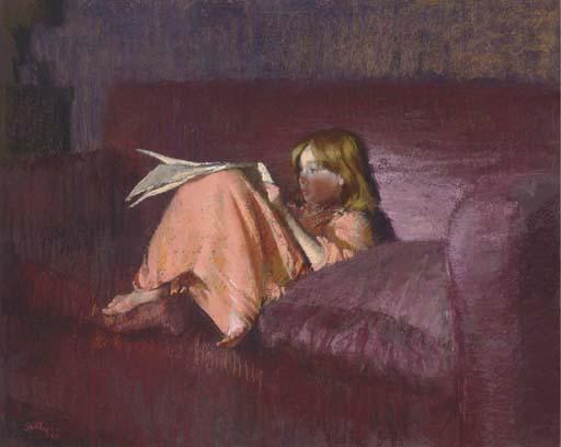 Aaron Shikler - Young Girl Reading