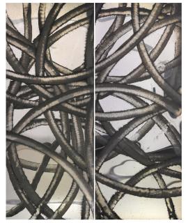 Aaron Young - Untitled Diptych (Nickel Plate)