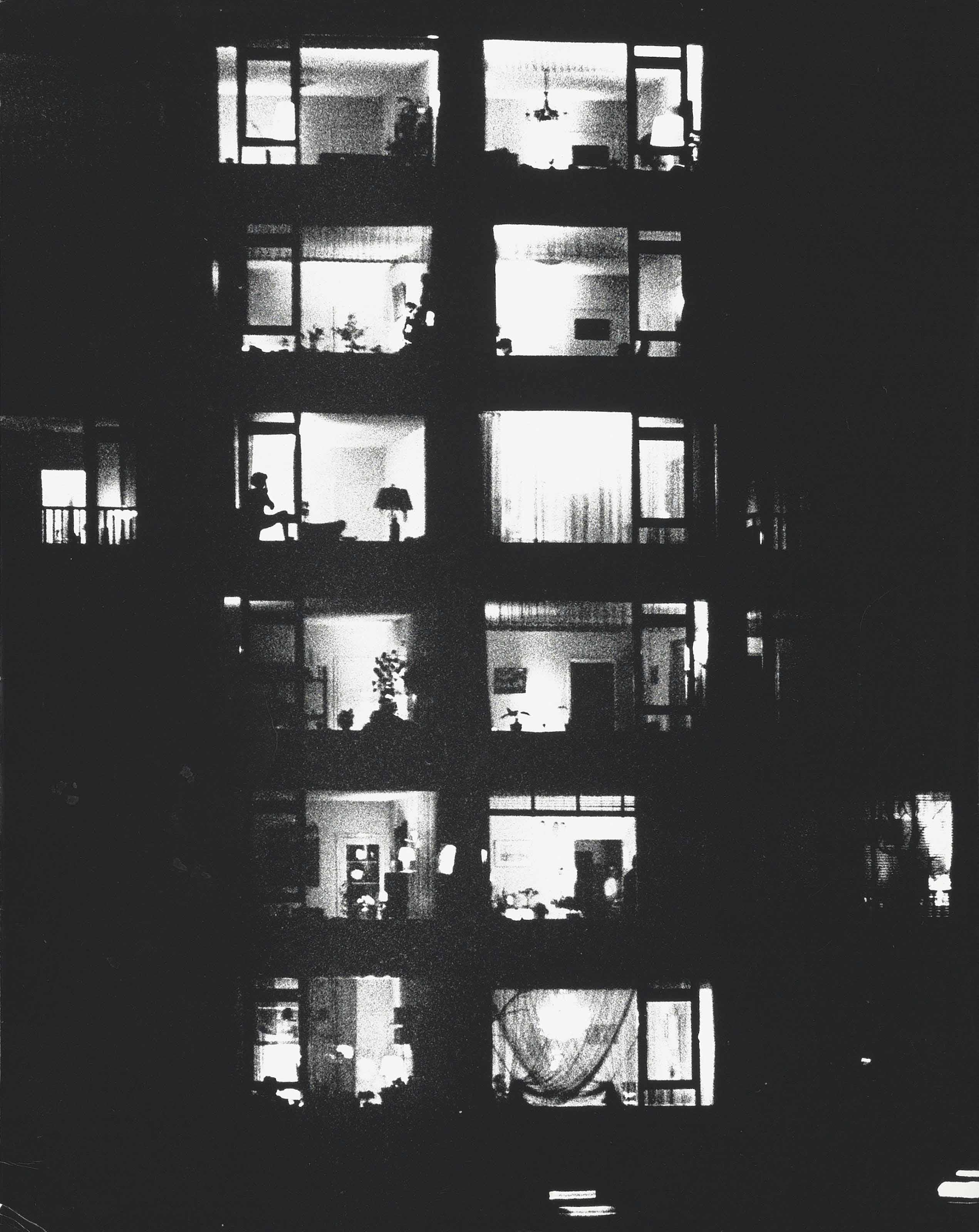 Aart Klein - Untitled (Illuminated Building At Night), C. 1960