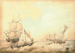 Aart Schouman - Shipping in a stiff breeze off the low countries