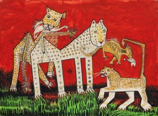 Abani Sen - Untitled (Animals in a Landscape)