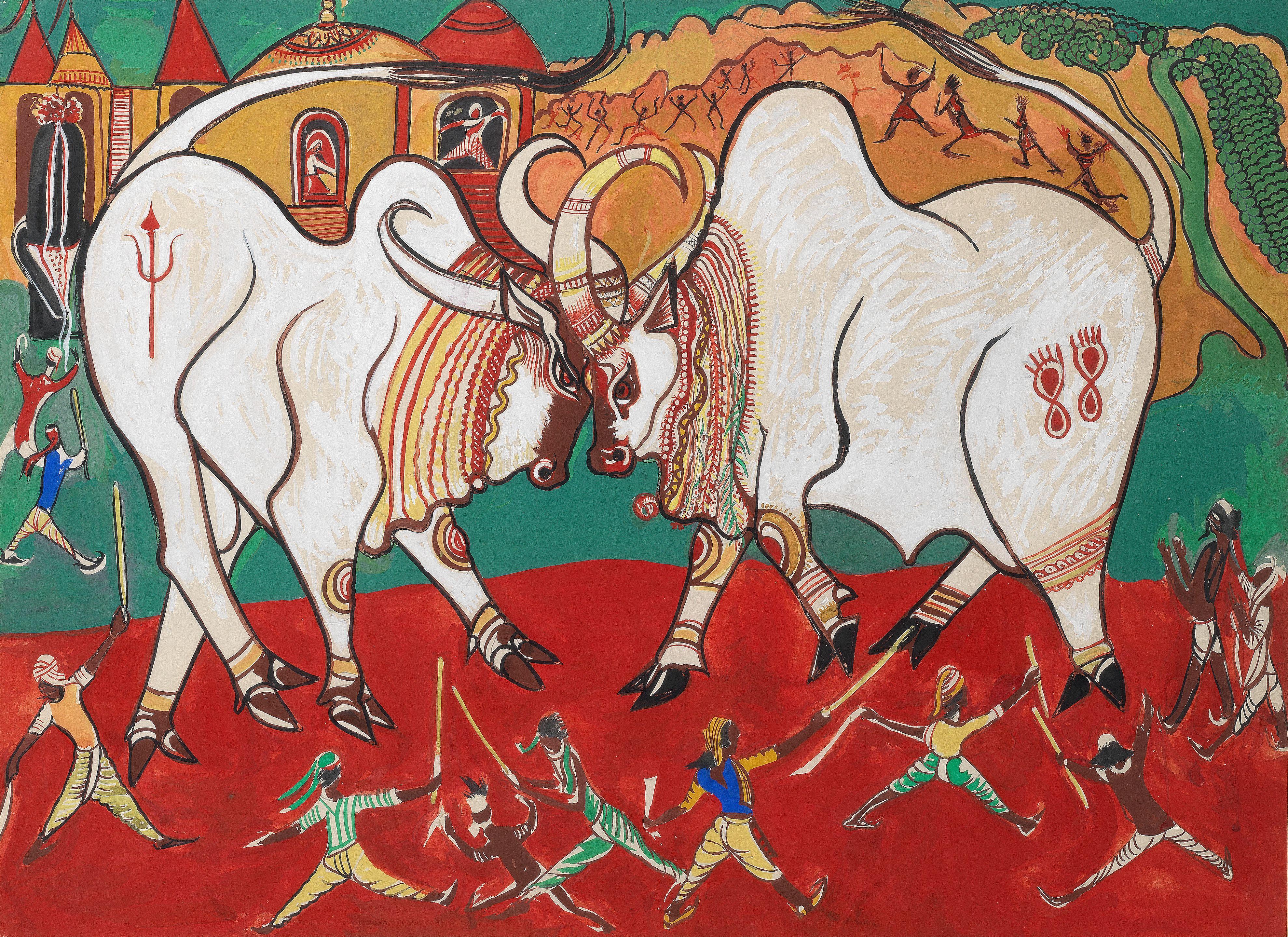 Abani Sen - Untitled (Bull Fight)