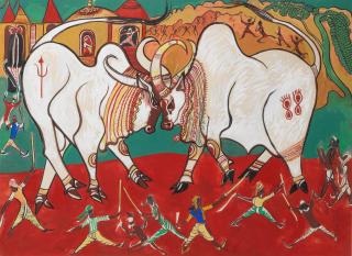 Abani Sen - Untitled (Bull Fight)
