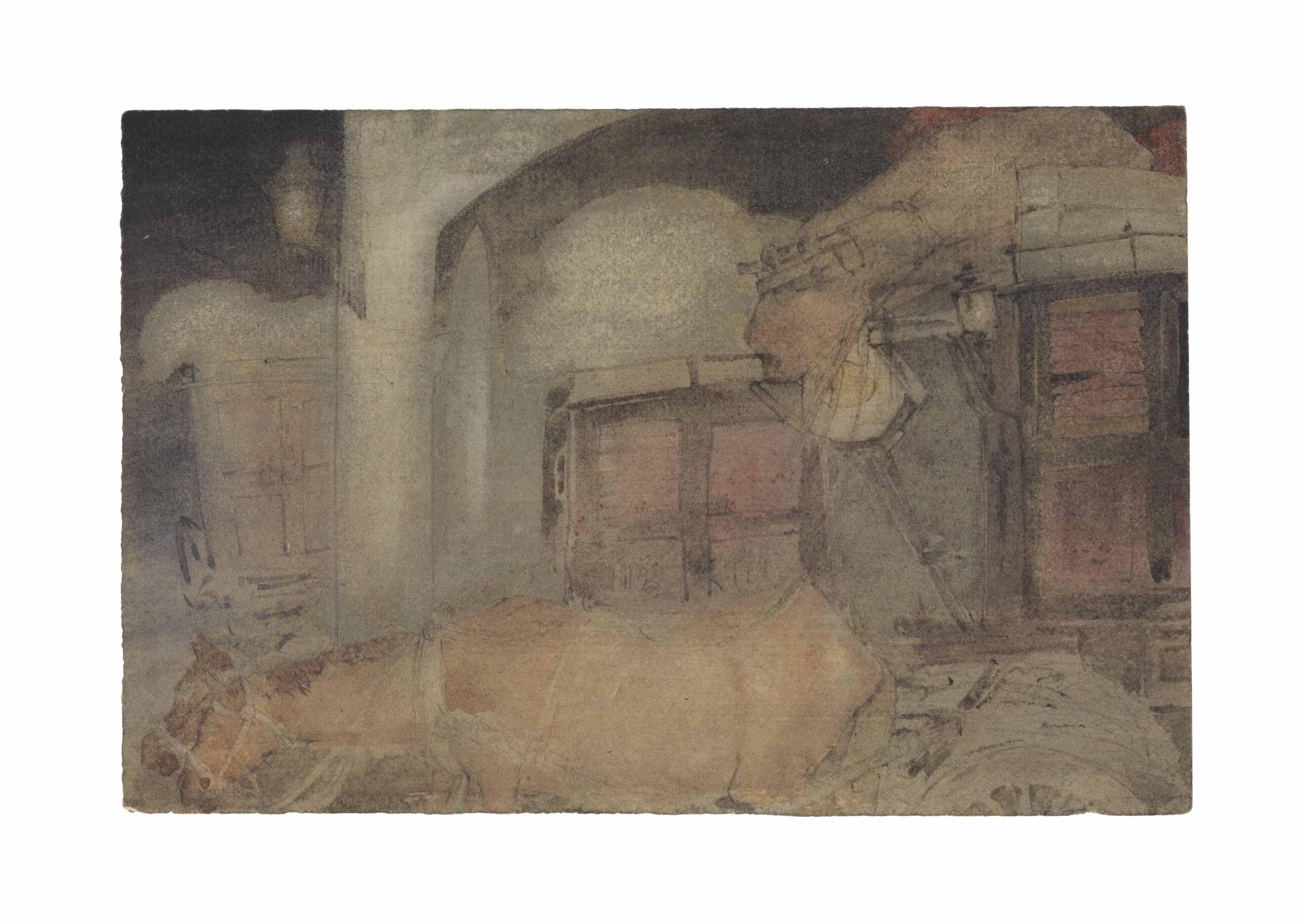 Abanindranath Tagore - Untitled (Calcutta Night Scene With Horse Drawn Carriage)