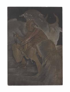 Abanindranath Tagore - Untitled (Priest With Bull And Devotee)