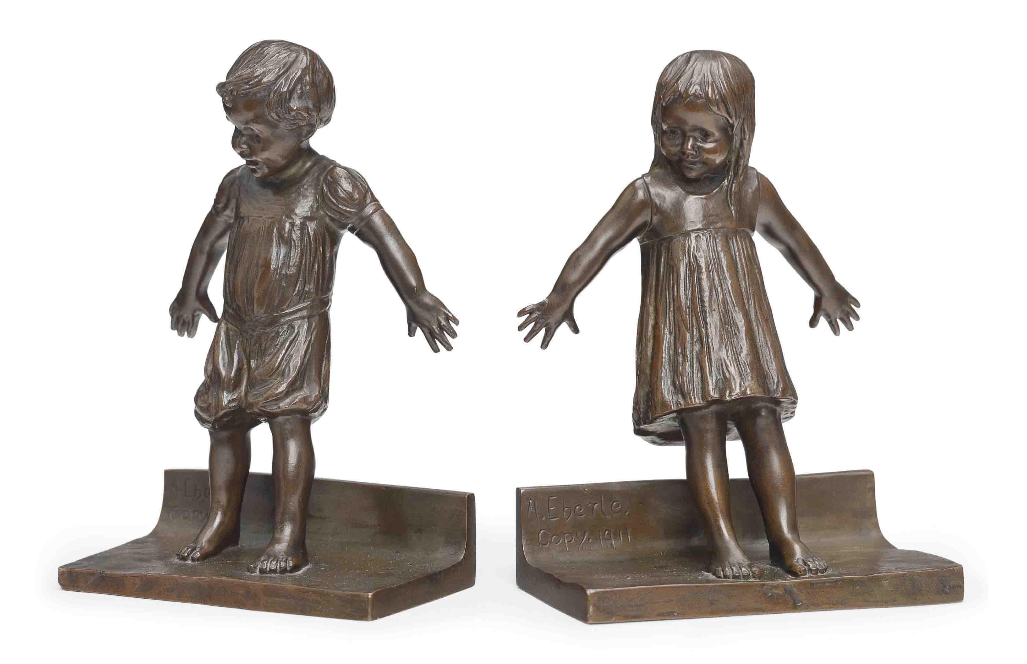 Abastenia St. Leger Eberle - \'Hide and Seek\': A Pair of Bookends