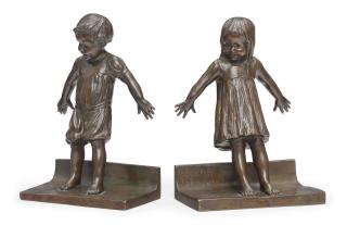 Abastenia St. Leger Eberle - \'Hide and Seek\': A Pair of Bookends