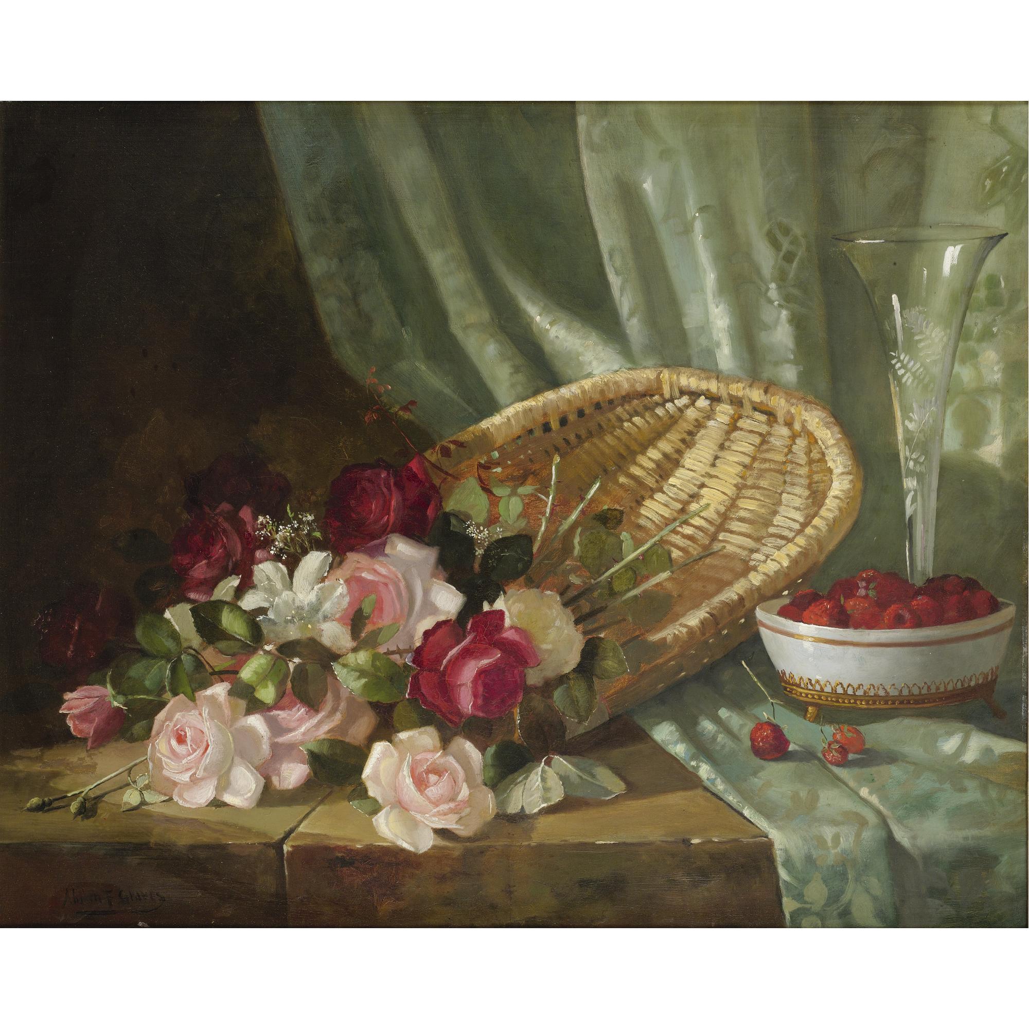 Abbott Fuller Graves - Still Life With Roses And Raspberries