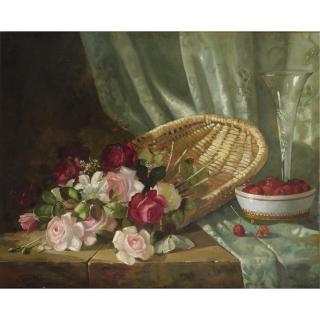 Abbott Fuller Graves - Still Life With Roses And Raspberries