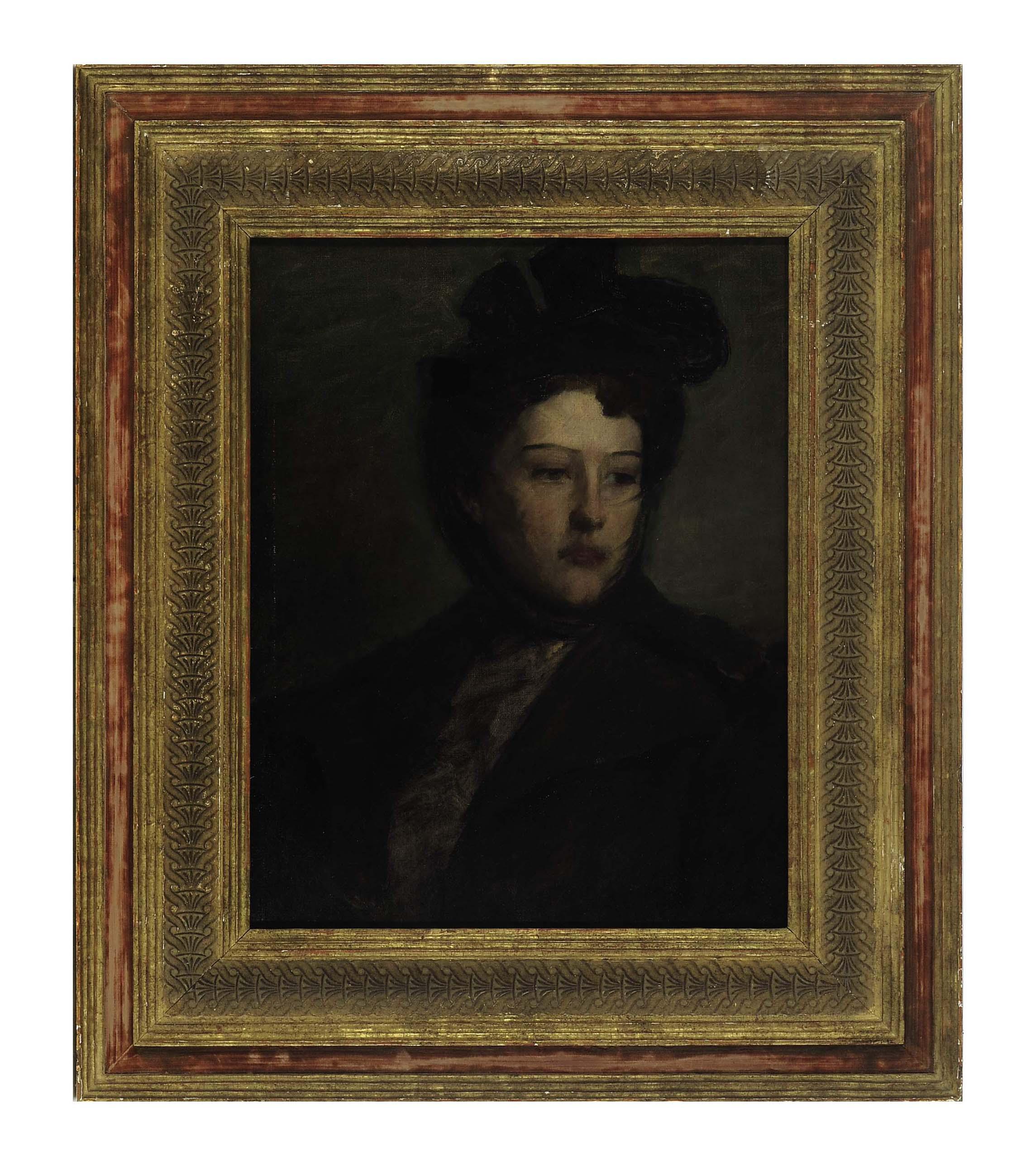 Abbott Handerson Thayer - Portrait of a lady wearing a hat