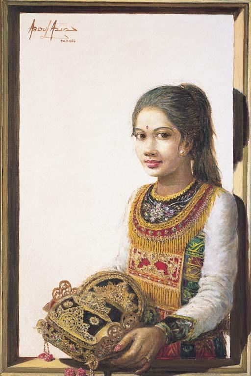 Abdul Aziz - Girl holding an elaborate headdress