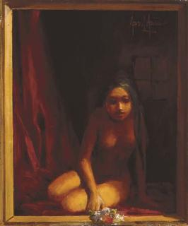 Abdul Aziz - Nude with flowers