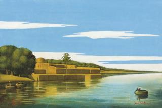 Abdul Kadir Al-Rassam - Riverside scene