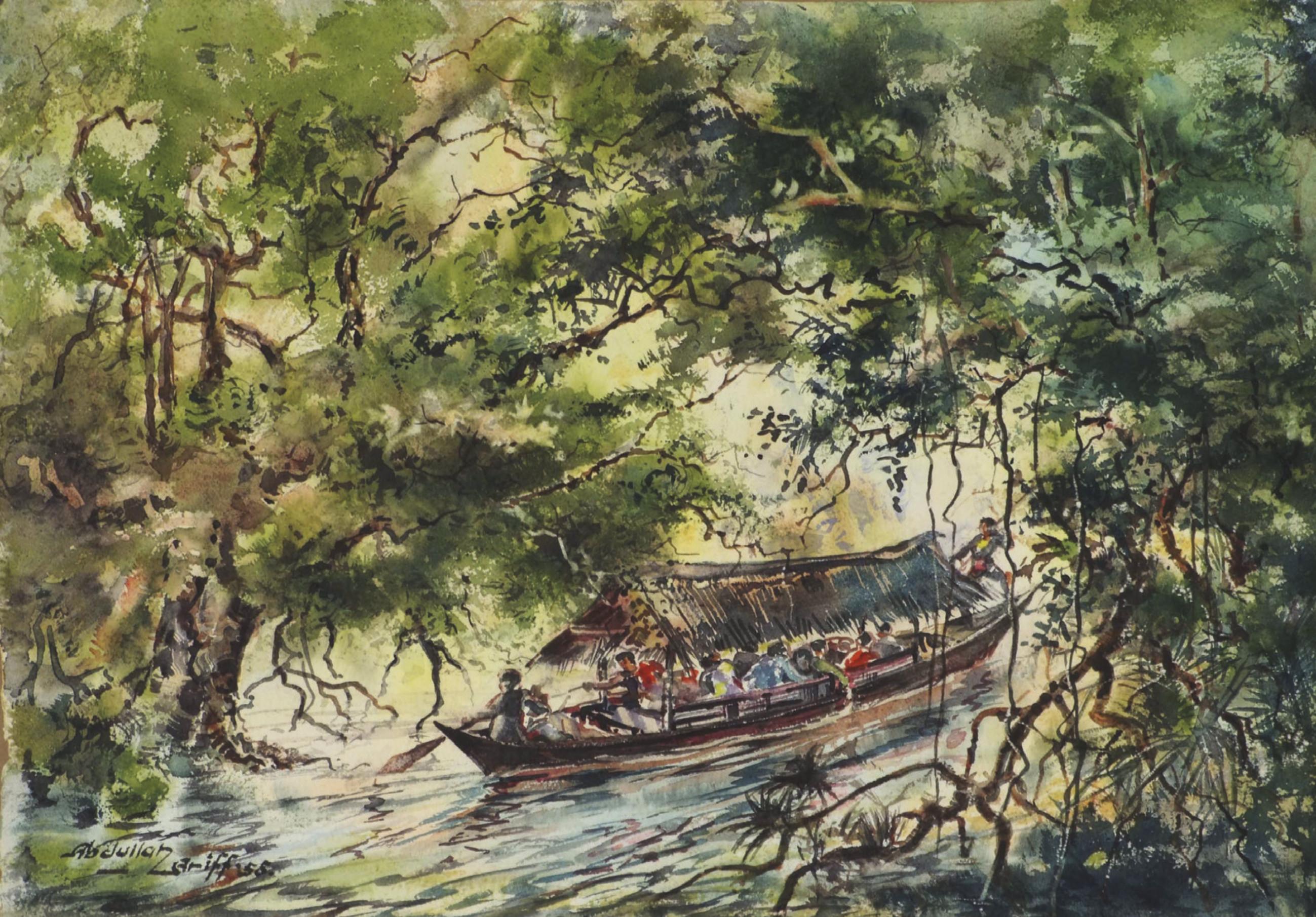Abdullah Ariff - Through jungle waterways, Malaya