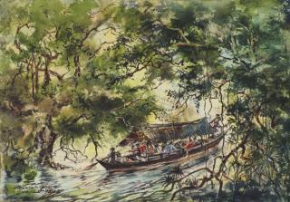Abdullah Ariff - Through jungle waterways, Malaya
