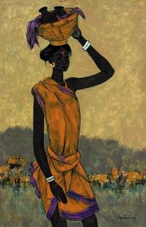 Abdulrahim Apabhai Almelkar - Indian woman returning from well