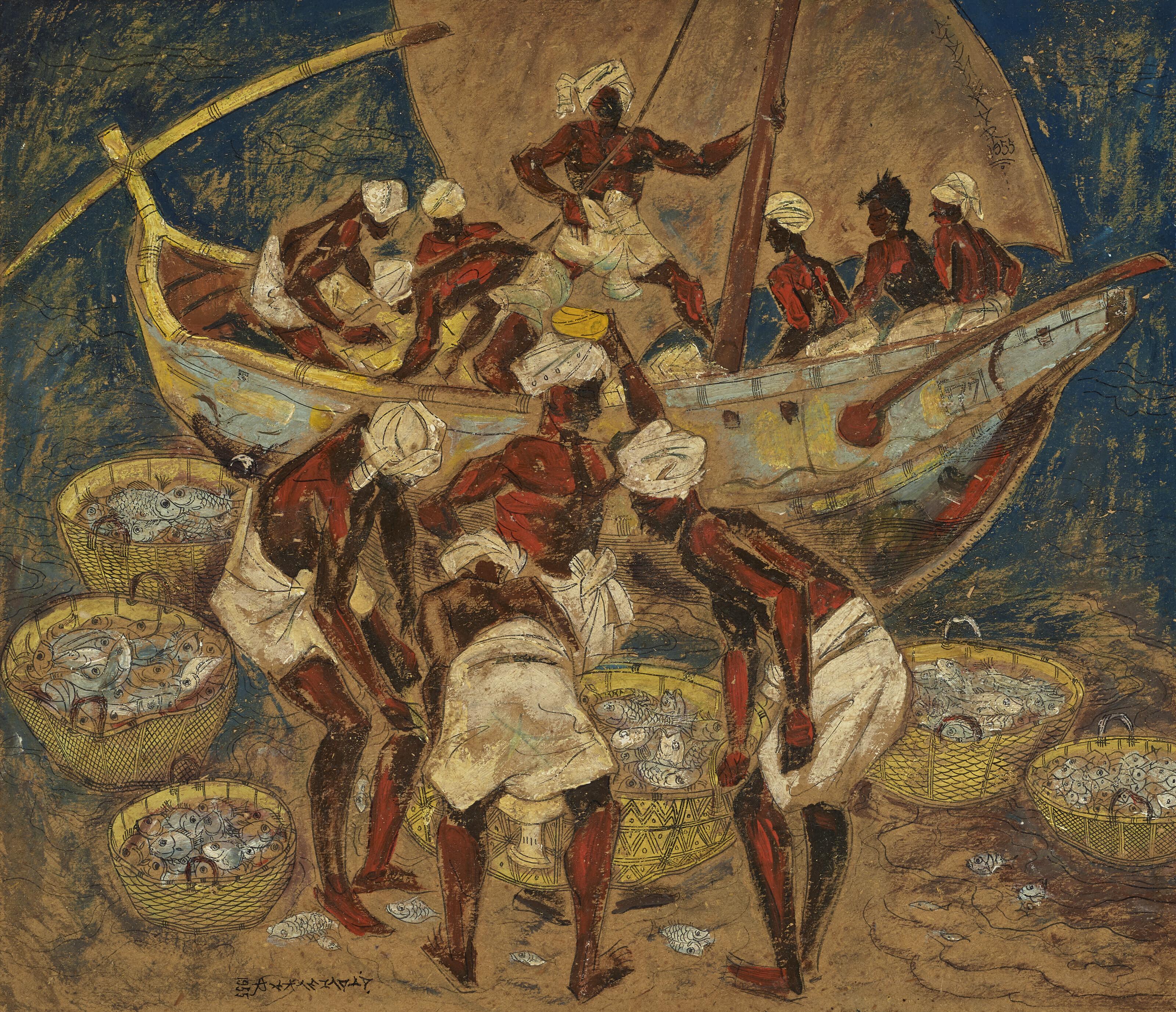 Abdulrahim Apabhai Almelkar - Untitled (Fishermen)