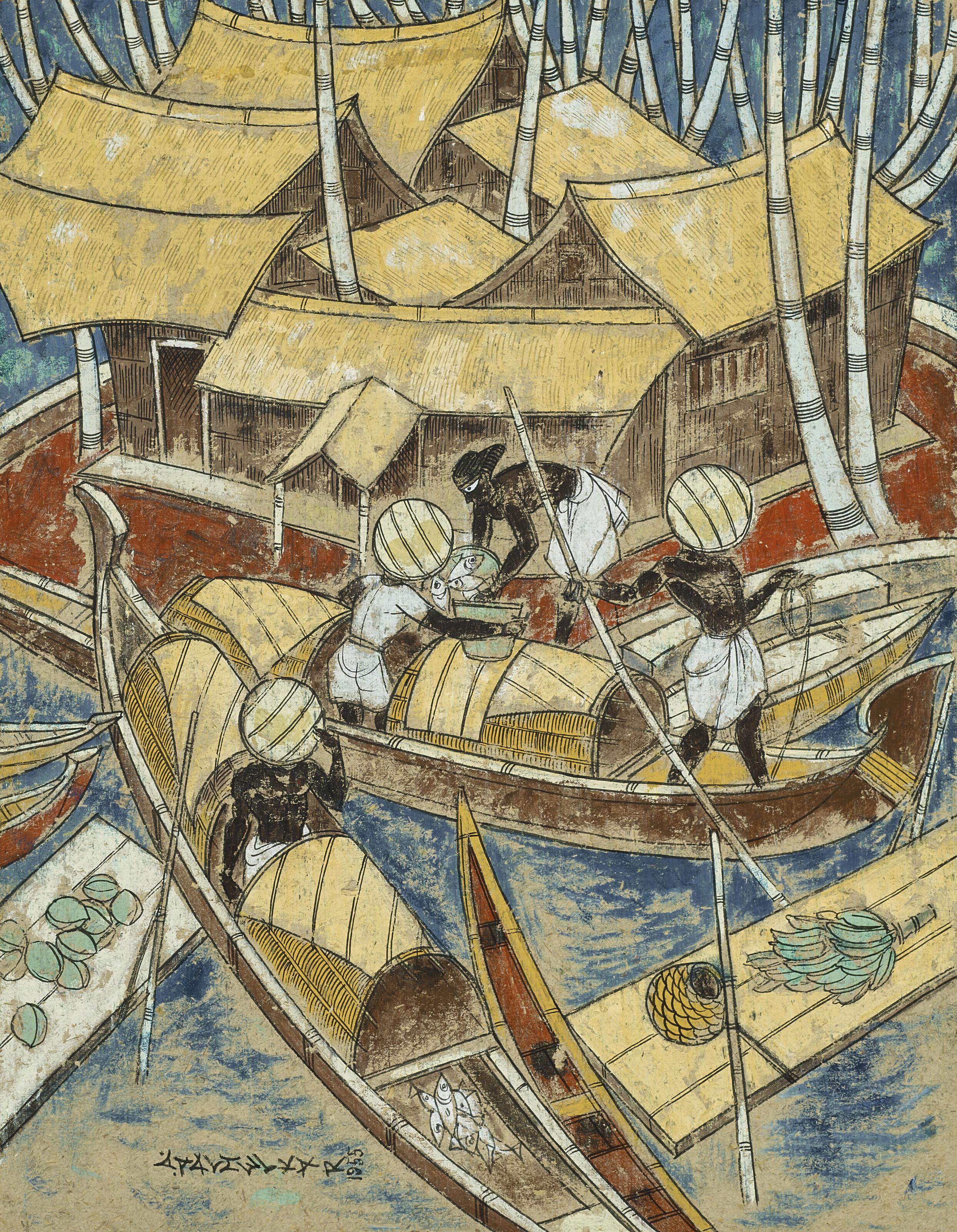 Abdulrahim Apabhai Almelkar - Untitled (Fishermen)